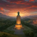 Monumento al General Baquedano con paisaje simbólico de Chile